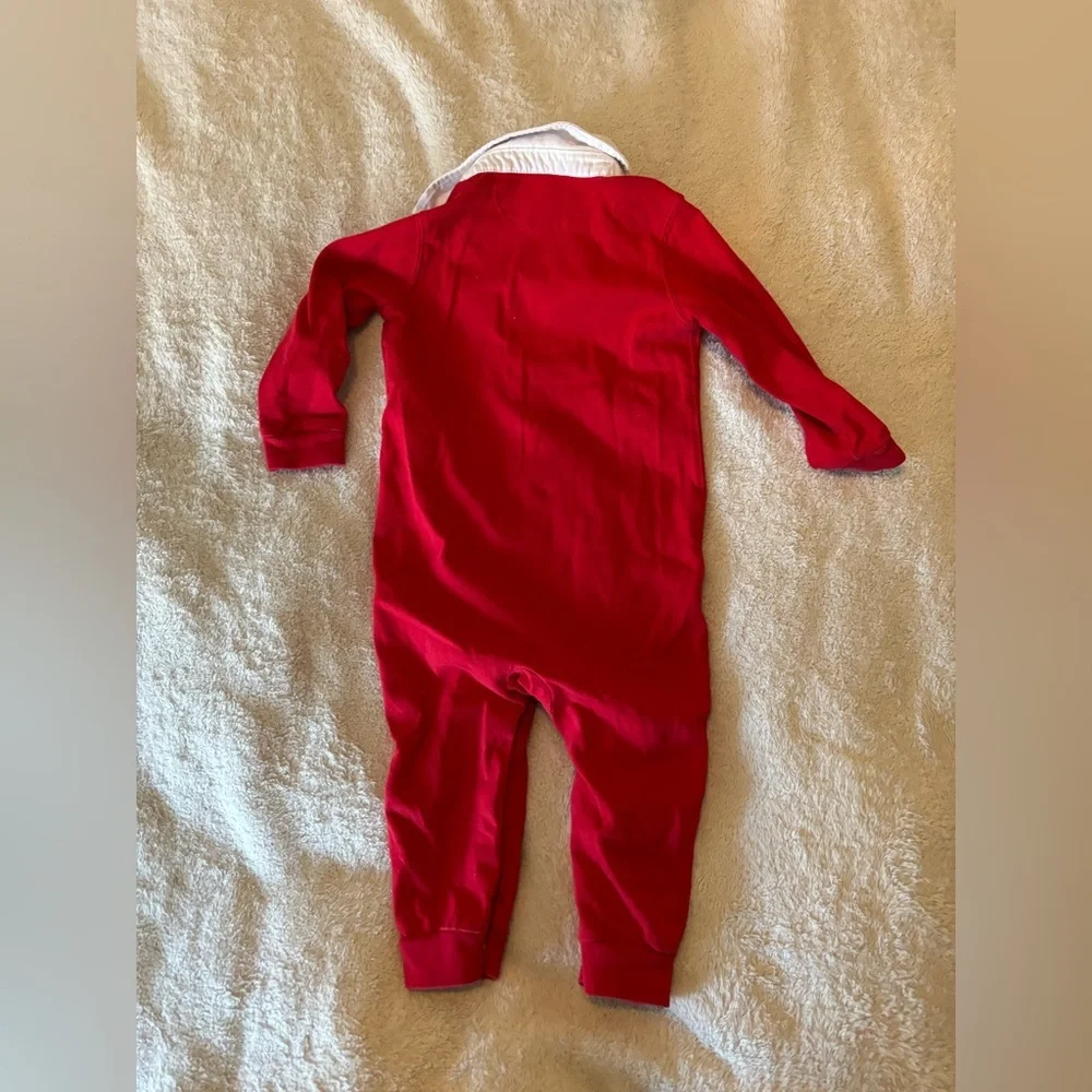 Ralph Lauren Red One-Piece with Navy & White Stripe, Size 12 months, snaps